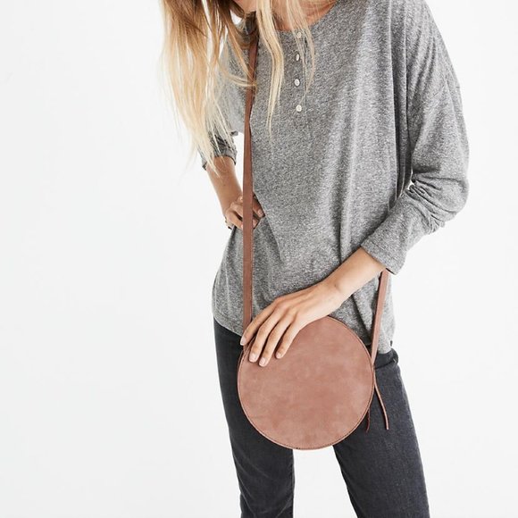 Madewell Handbags - Madewell The Simple Circle Crossbody Bag in Nubuck Leather